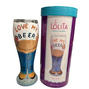 Lolita‎ Love My Beer "Beer Belly" Pilsner Glass 22Oz Hand Painted